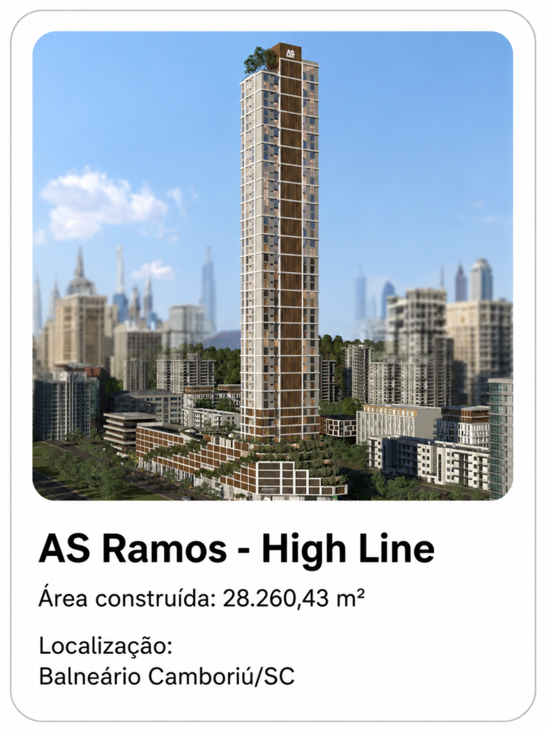 Empreendimento AS Ramos - High Line: 28.260,43 m² construídos em Balneário Camboriú/SC